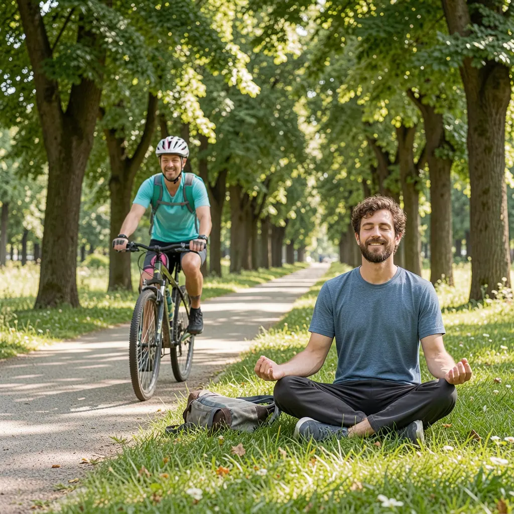 Person enjoying a balanced day of activity and relaxation